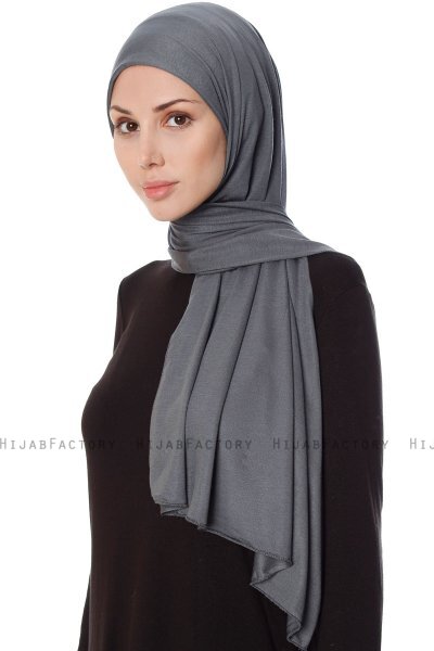 Seda - Dark Grey Jersey Hijab - Ecardin