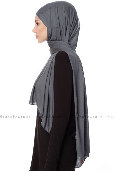 Seda - Dark Grey Jersey Hijab - Ecardin