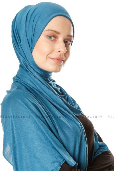Seda - Petrol Blue Jersey Hijab - Ecardin