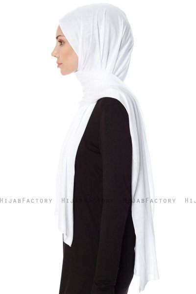 Seda - White Jersey Hijab - Ecardin