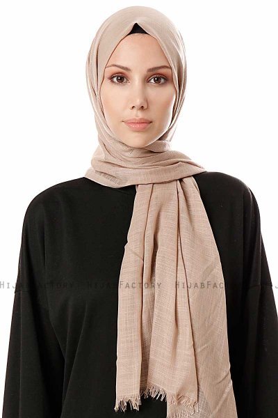 Selma - Beige Plain Color Hijab - Gülsoy