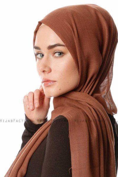 Selma - Brown Plain Color Hijab - Gülsoy