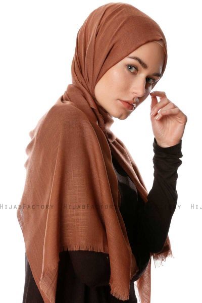 Selma - Brown Plain Color Hijab - Gülsoy