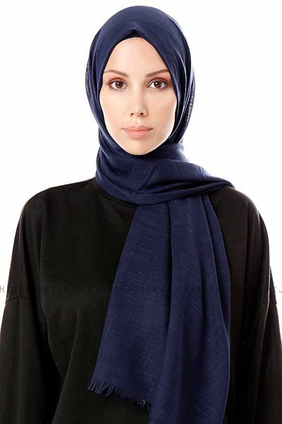 Selma - Navy Blue Plain Color Hijab - Gülsoy