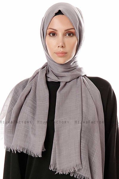 Selma - Dark Grey Plain Color Hijab - Gülsoy