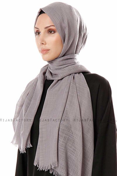 Selma - Dark Grey Plain Color Hijab - Gülsoy
