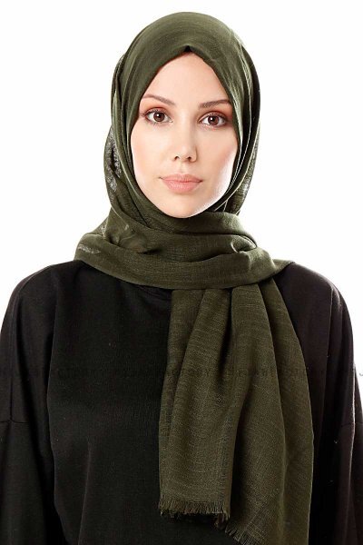 Selma - Dark Green Plain Color Hijab - Gülsoy