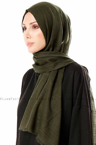 Selma - Dark Green Plain Color Hijab - Gülsoy