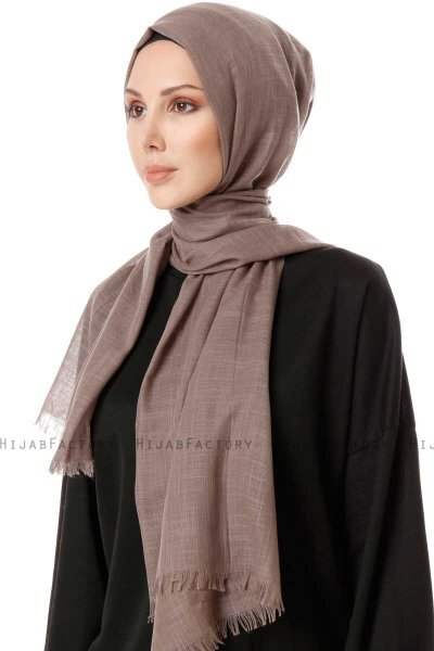 Selma - Taupe Plain Color Hijab - Gülsoy