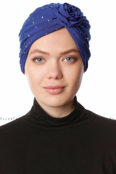 Shereen - Blue Crepe Chiffon Turban - Sehr-i Sal