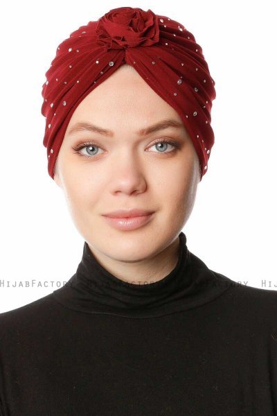 Shereen - Bordeaux Crepe Chiffon Turban - Sehr-i Sal