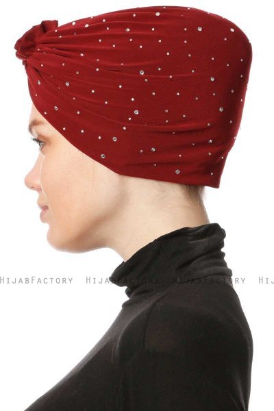 Shereen - Bordeaux Crepe Chiffon Turban - Sehr-i Sal