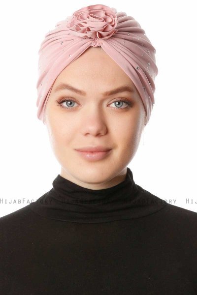 Shereen - Dusty Pink Crepe Chiffon Turban - Sehr-i Sal