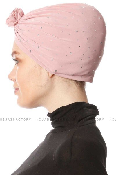 Shereen - Dusty Pink Crepe Chiffon Turban - Sehr-i Sal
