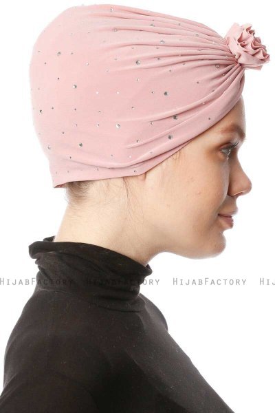 Shereen - Dusty Pink Crepe Chiffon Turban - Sehr-i Sal