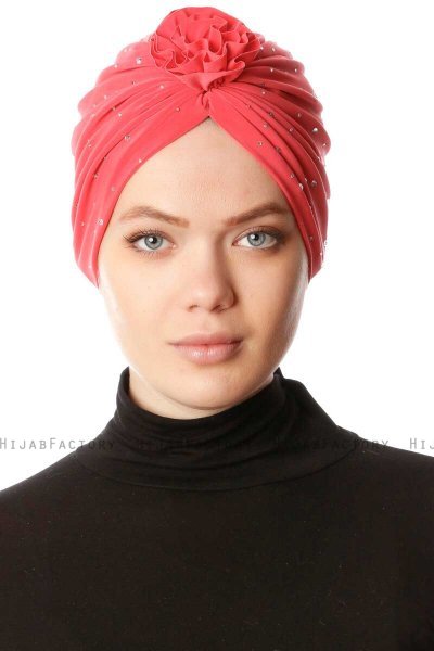 Shereen - Raspberry Crepe Chiffon Turban - Sehr-i Sal