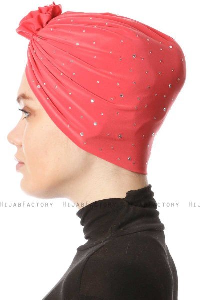 Shereen - Raspberry Crepe Chiffon Turban - Sehr-i Sal