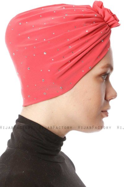 Shereen - Raspberry Crepe Chiffon Turban - Sehr-i Sal