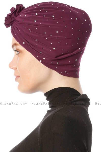Shereen - Purple Crepe Chiffon Turban - Sehr-i Sal
