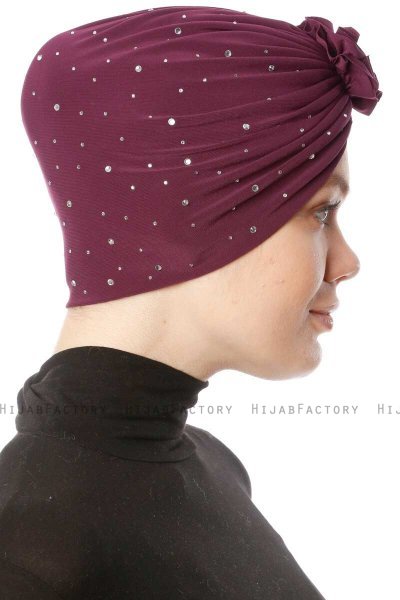Shereen - Purple Crepe Chiffon Turban - Sehr-i Sal