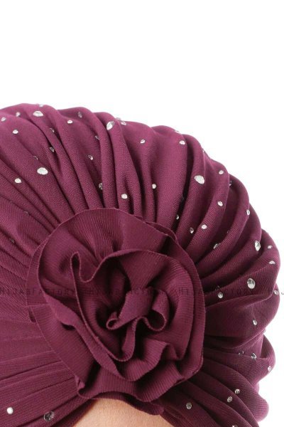 Shereen - Purple Crepe Chiffon Turban - Sehr-i Sal