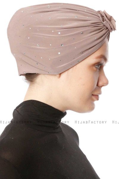 Shereen - Light Taupe Crepe Chiffon Turban - Sehr-i Sal