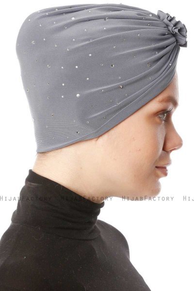 Shereen - Dark Grey Crepe Chiffon Turban - Sehr-i Sal