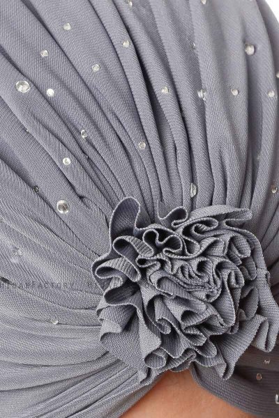 Shereen - Dark Grey Crepe Chiffon Turban - Sehr-i Sal