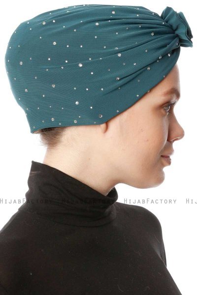 Shereen - Dark Green Crepe Chiffon Turban - Sehr-i Sal