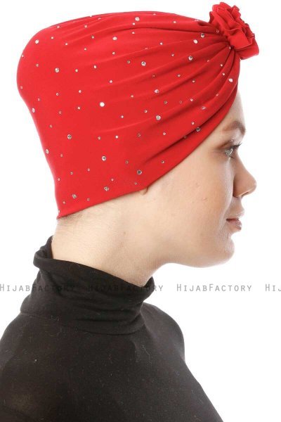 Shereen - Red Crepe Chiffon Turban - Sehr-i Sal