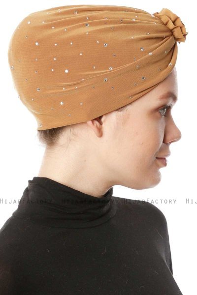 Shereen - Mustard Crepe Chiffon Turban - Sehr-i Sal