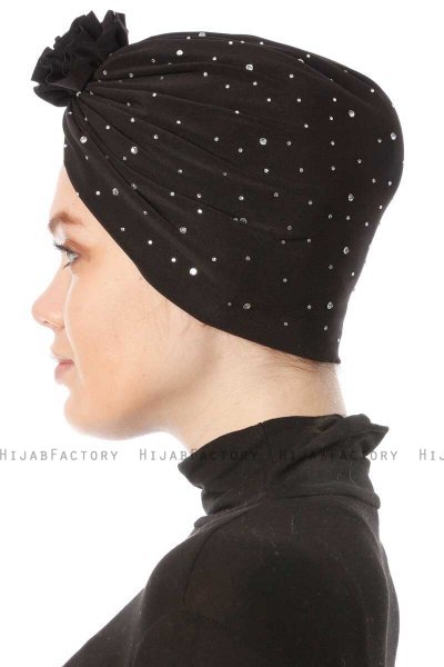 Shereen - Black Crepe Chiffon Turban - Sehr-i Sal