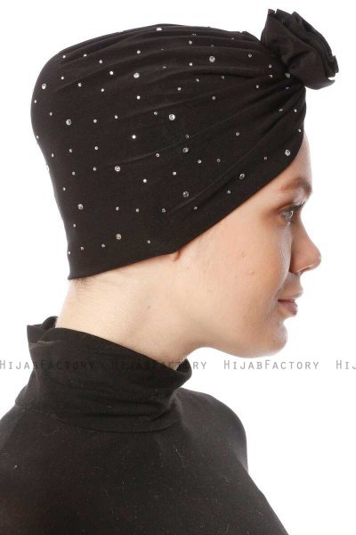 Shereen - Black Crepe Chiffon Turban - Sehr-i Sal