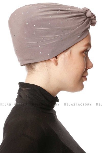 Shereen - Taupe Crepe Chiffon Turban - Sehr-i Sal