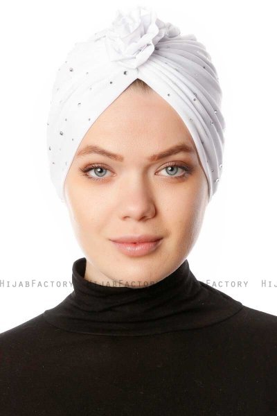 Shereen - White Crepe Chiffon Turban - Sehr-i Sal