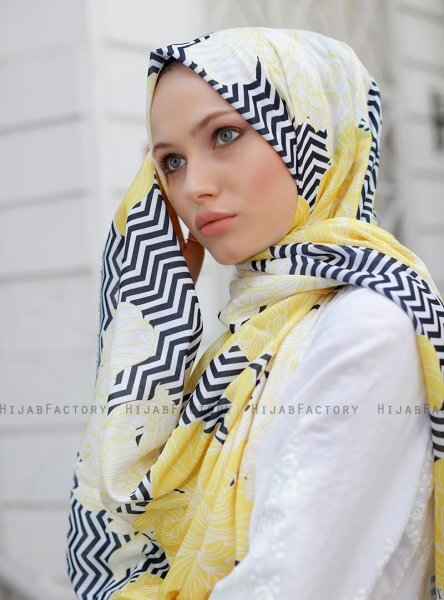 Yumna - Yellow Patterned Hijab