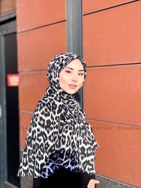 Soda - Black Patterned Cotton Hijab - Mirach