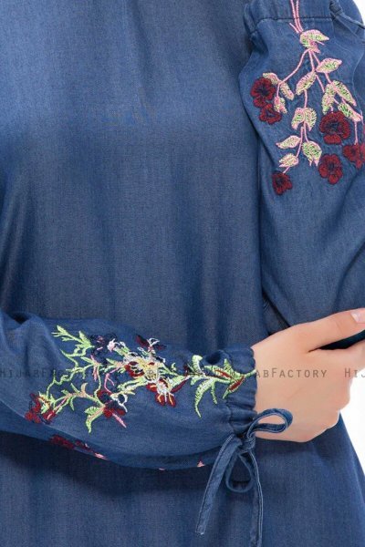 Tahiya Denim Modest Klänning Med Blommor Neways 280394f