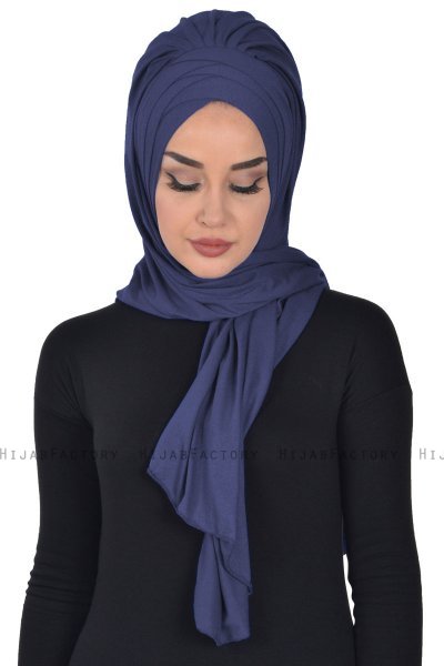 Tamara - Navy Blue Practical Cotton Hijab