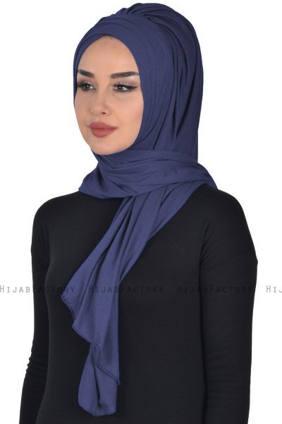 Tamara - Navy Blue Practical Cotton Hijab