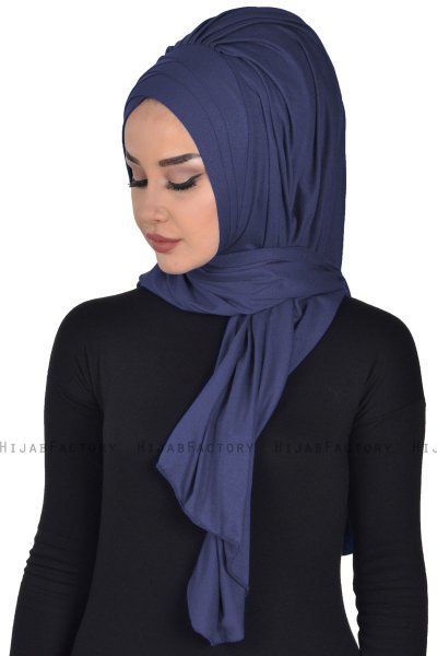 Tamara - Navy Blue Practical Cotton Hijab