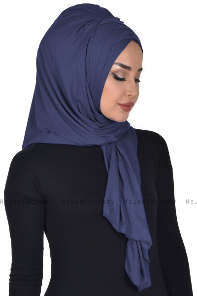 Tamara - Navy Blue Practical Cotton Hijab