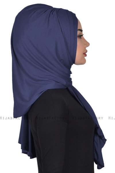 Tamara - Navy Blue Practical Cotton Hijab