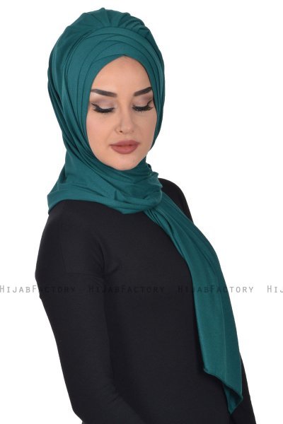 Tamara - Dark Green Practical Cotton Hijab