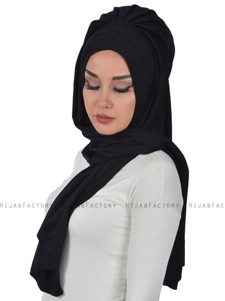 Tamara - Black Practical Cotton Hijab