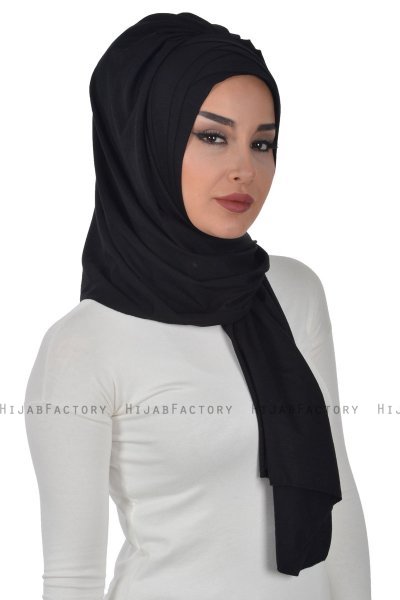Tamara - Black Practical Cotton Hijab