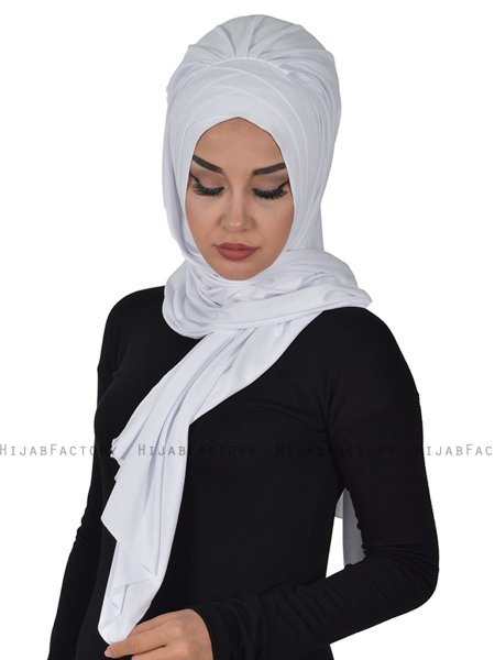 Tamara - White Practical Cotton Hijab