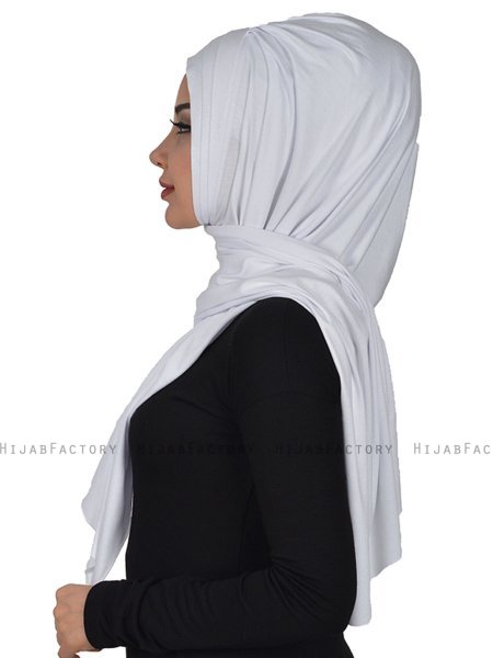 Tamara - White Practical Cotton Hijab