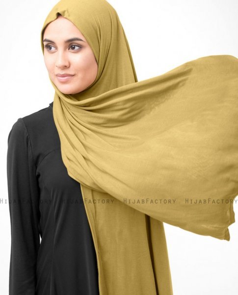 Tawney Olive Senapsgul Viskos Jersey Hijab 5VA52c