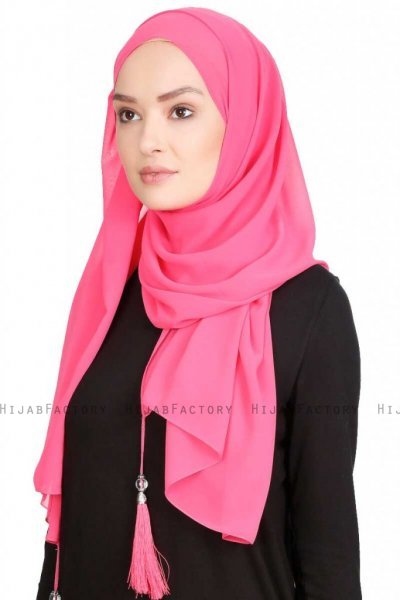 Vahide Fuchsia Crepe Chiffon Hijab 4A1840b